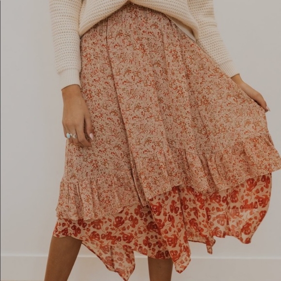 Free People Zuma Drippy Boho Mid Skirt Size 8 NWT - Picture 5 of 11